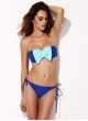Blue Contrast Color Bow Bandeau  bra Bikini suit